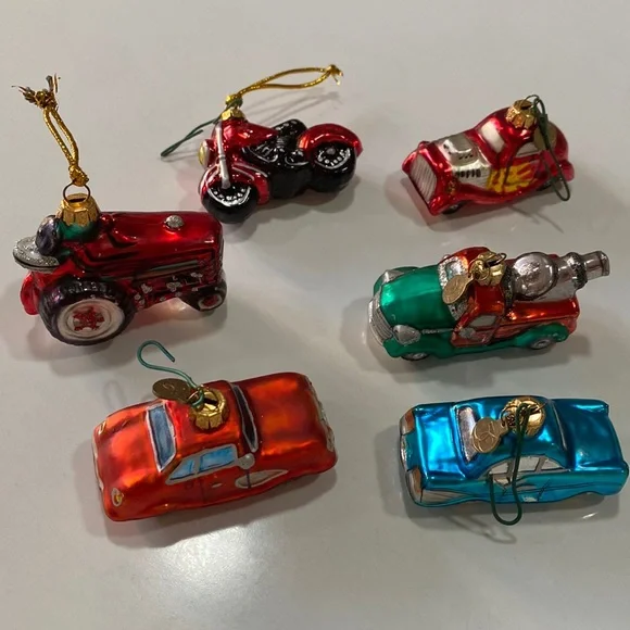 Department 56 blown glass Christmas 6 🚘 car 🚗 German vintage tree 🌲 ornaments - Picture 4 of 16